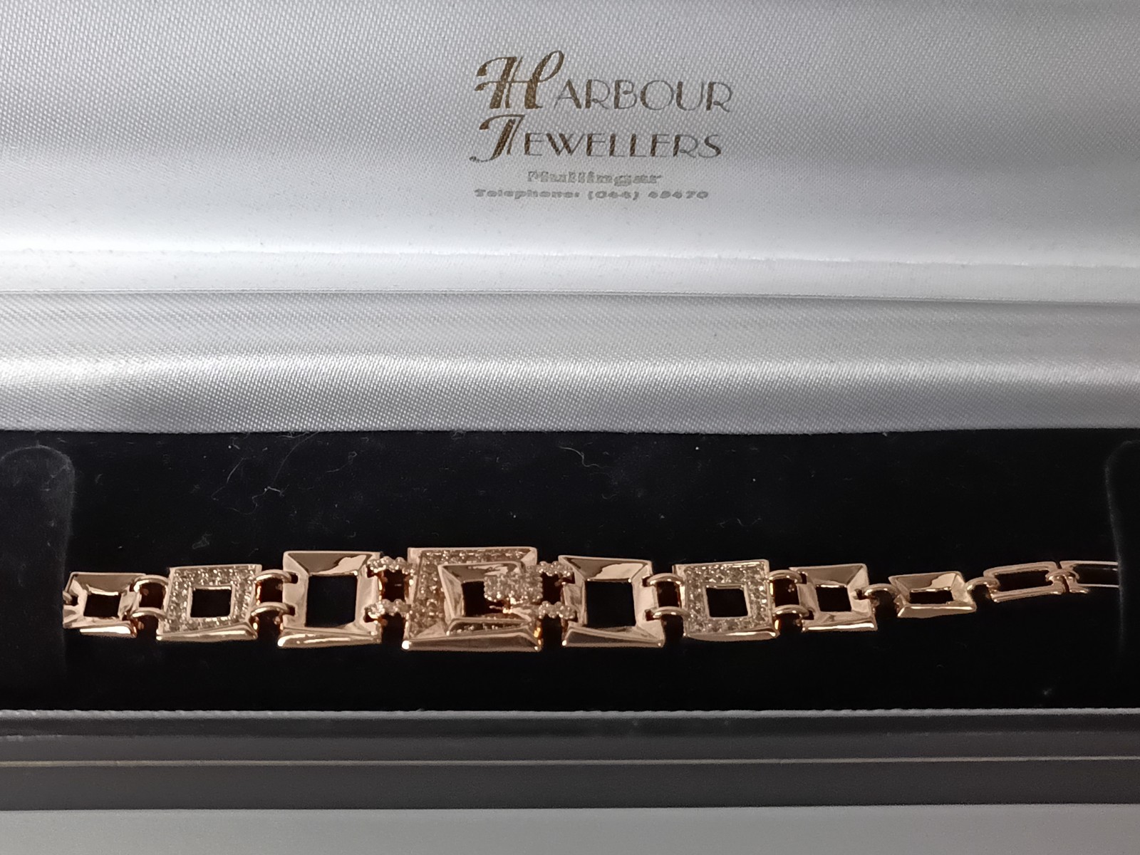 Vintage 1990-s Rolled Gold Zircons Bracelet- Hallmarked 585 RG!!