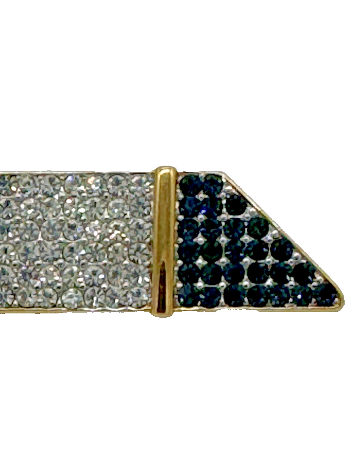 Monet Pin Brooch Red White and Blue Rhinestones Gold Tone Patriotic 3″ Wide