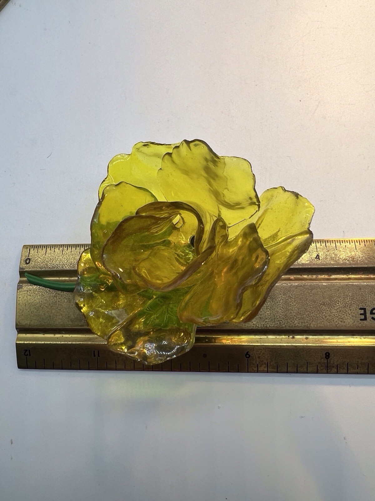 Huge Yellow Flower Brooch Cellulose Acetate Rose Enamel Spring Summer Fab! WB