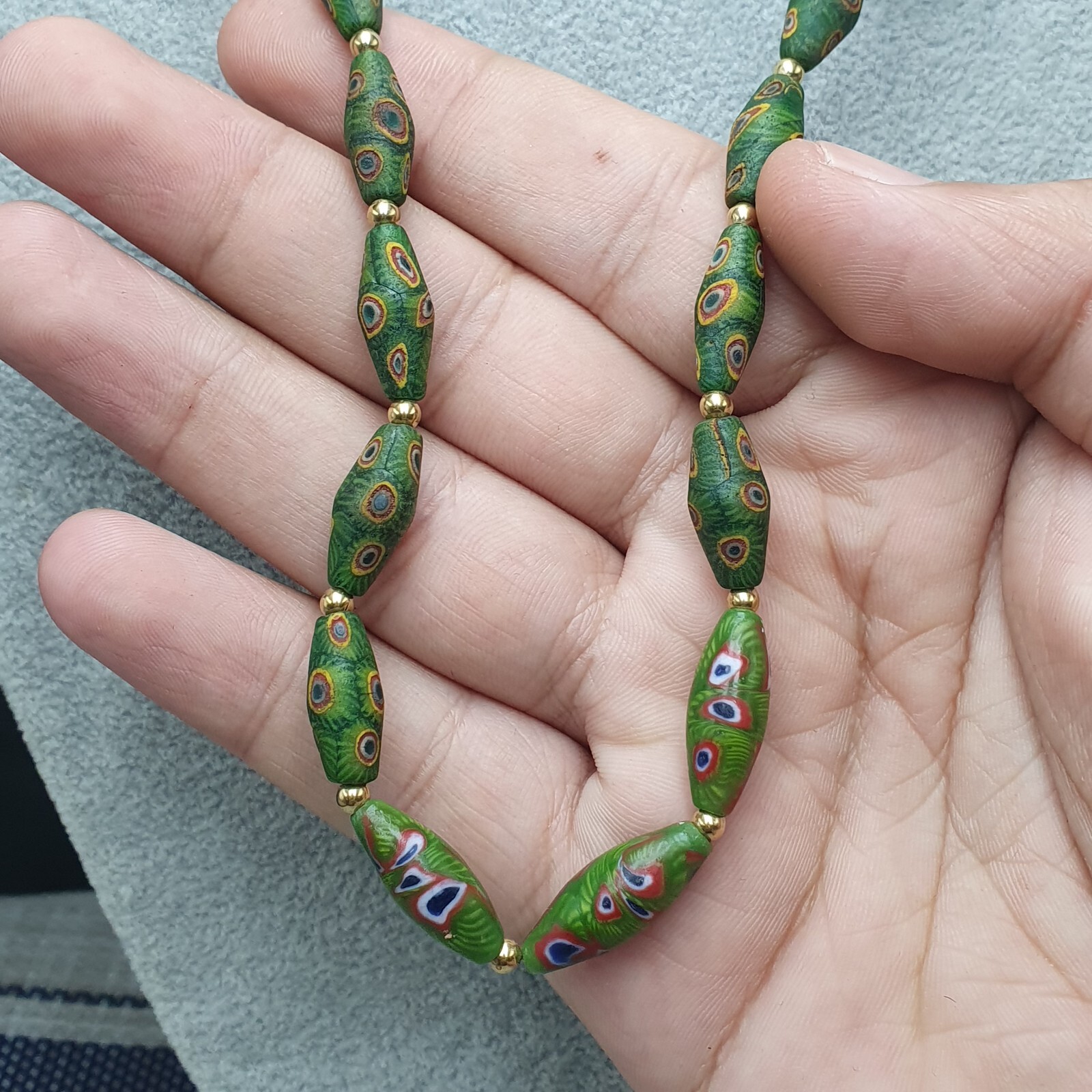 Amazing Vintage African Style Gabri Eyes Glass Beaded Necklace