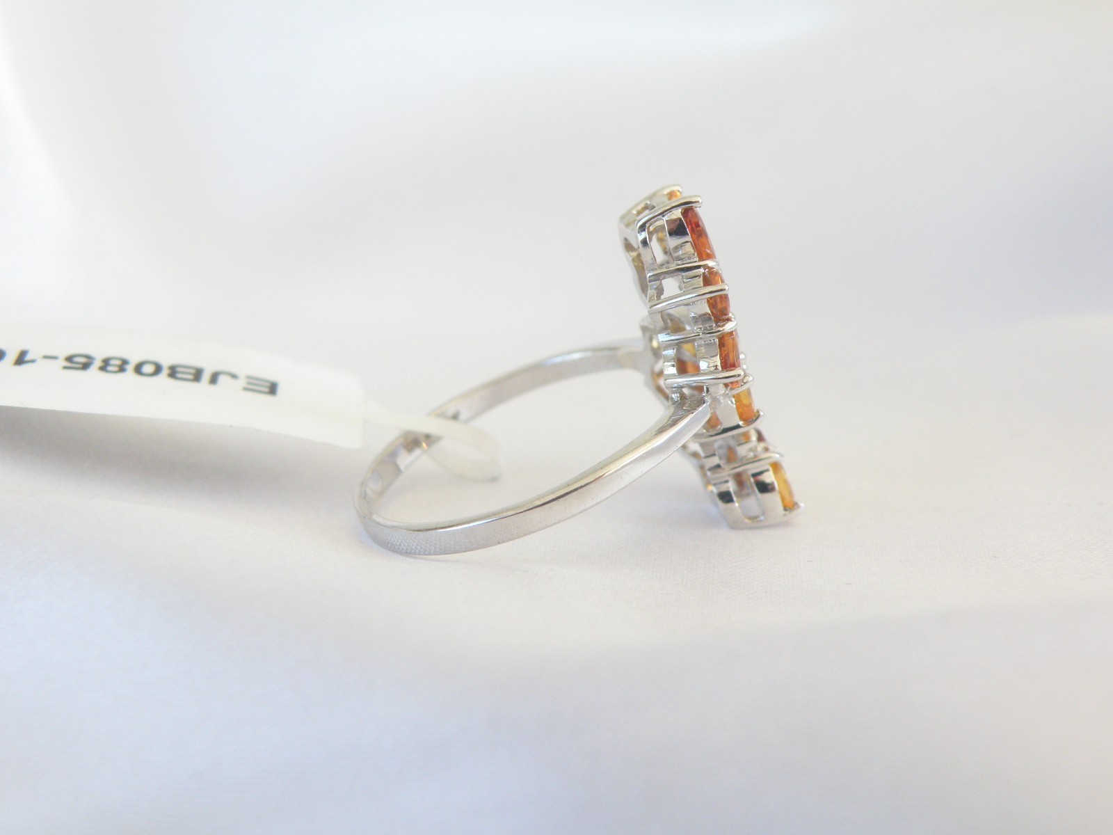 Designer Sterling Silver 925 Natural Mandarin Orange Garnet Ring Size 10