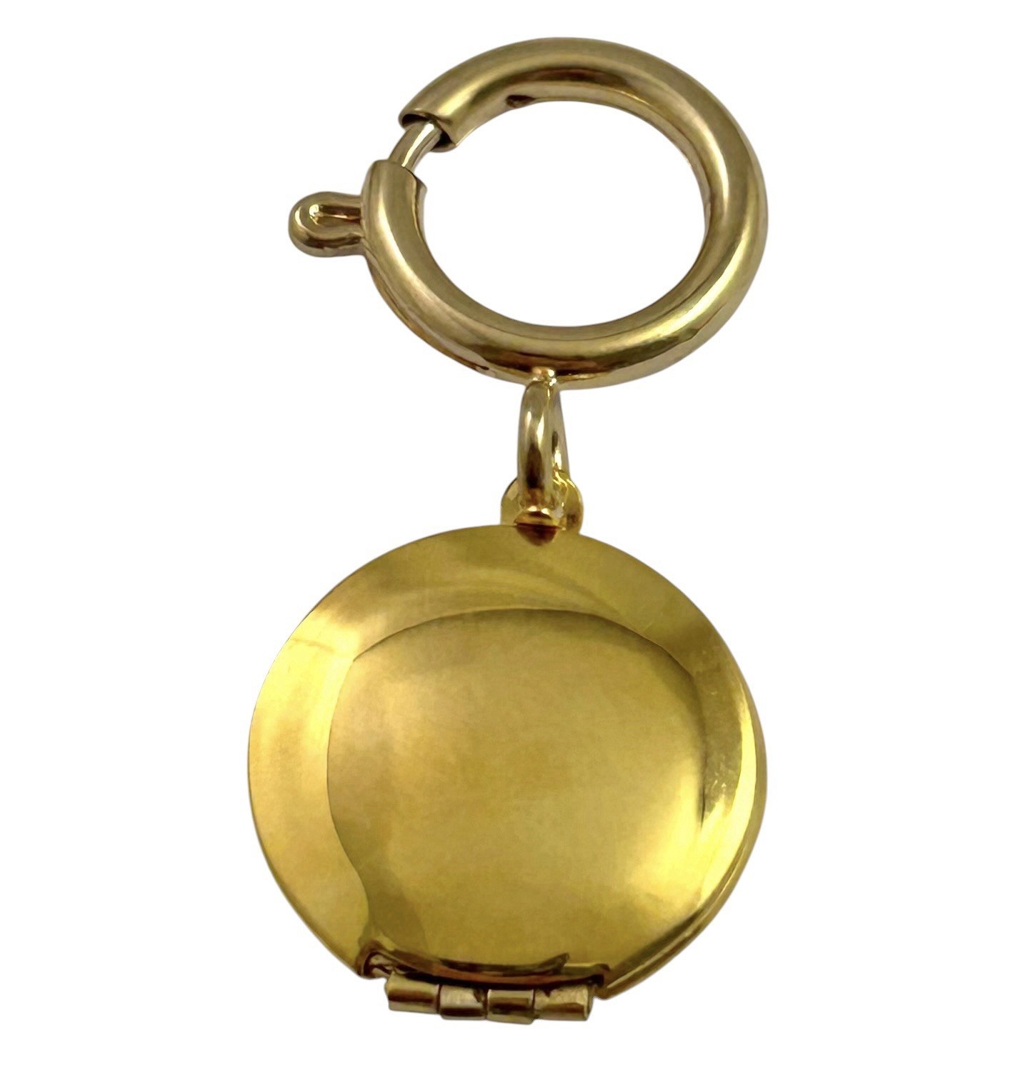 Vintage Locket Charm With Clip Gold Plated Metal Jewelry Round Locket Pendant
