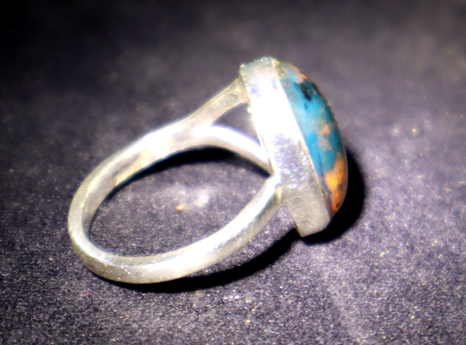 Excellent Natural Translucent Sky Blue Amber .925 Sterling Silver Ring #6