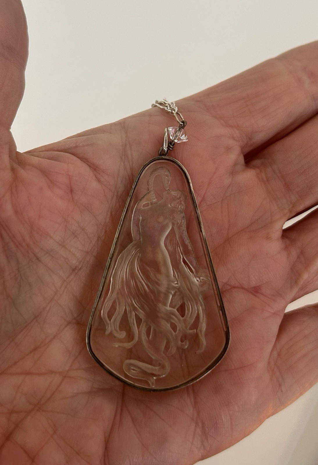 RARE Intaglio West German, Lalique? Leda and The Swan Pendant Unknown Maker