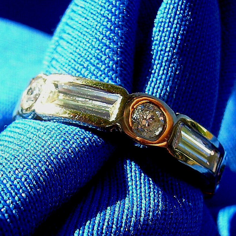 Original EARTH MINED DIAMOND Deco Wedding Band Vintage Style 14K GOLD Ring 6.25