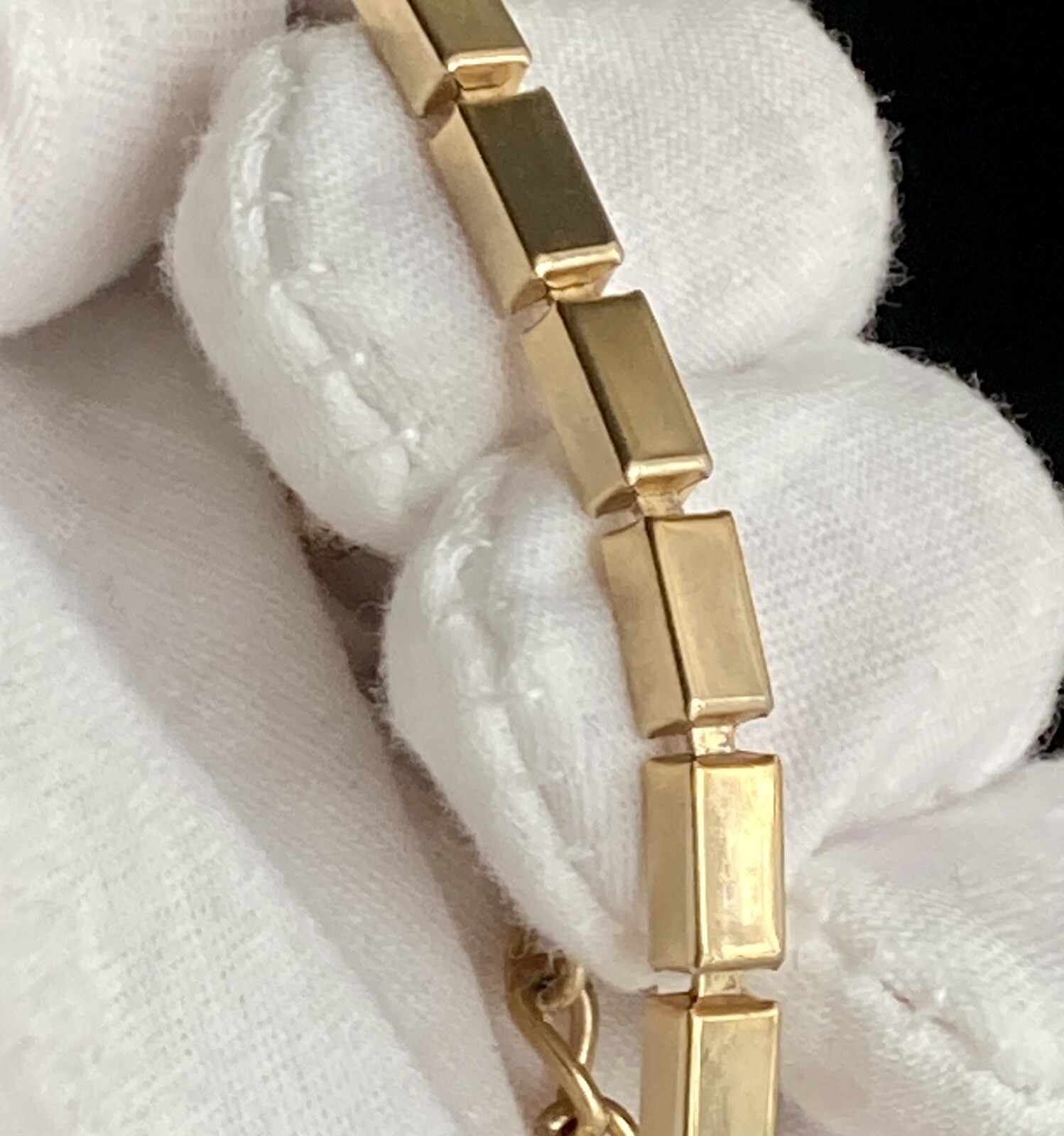 Vintage Rectangle Bar Box Link Chain Necklace 16” Gold Tone Adjustable 17.25g