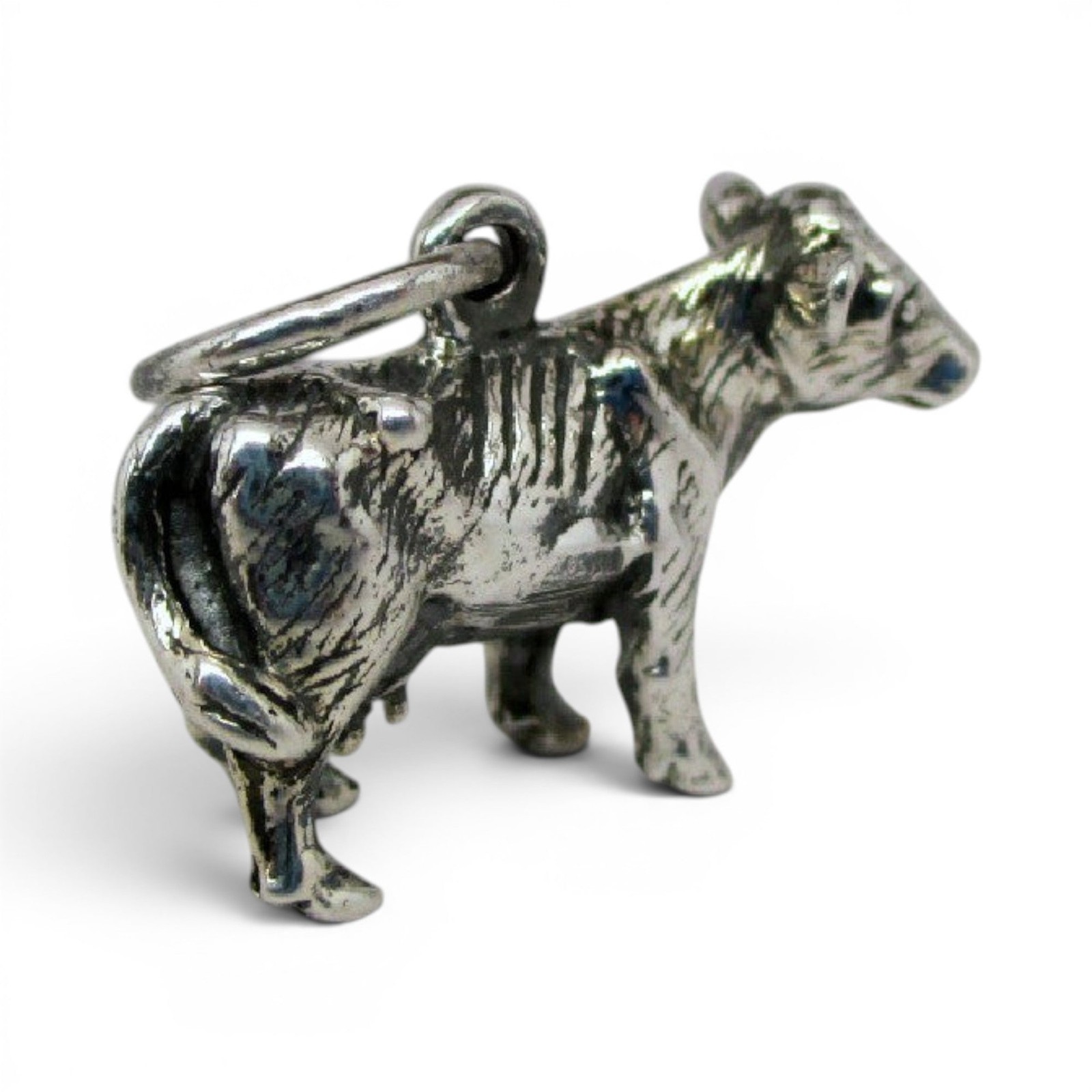 Sterling Silver DAIRY COW Charm for Bracelet PENDANT Farmer Gift MILK Vintage