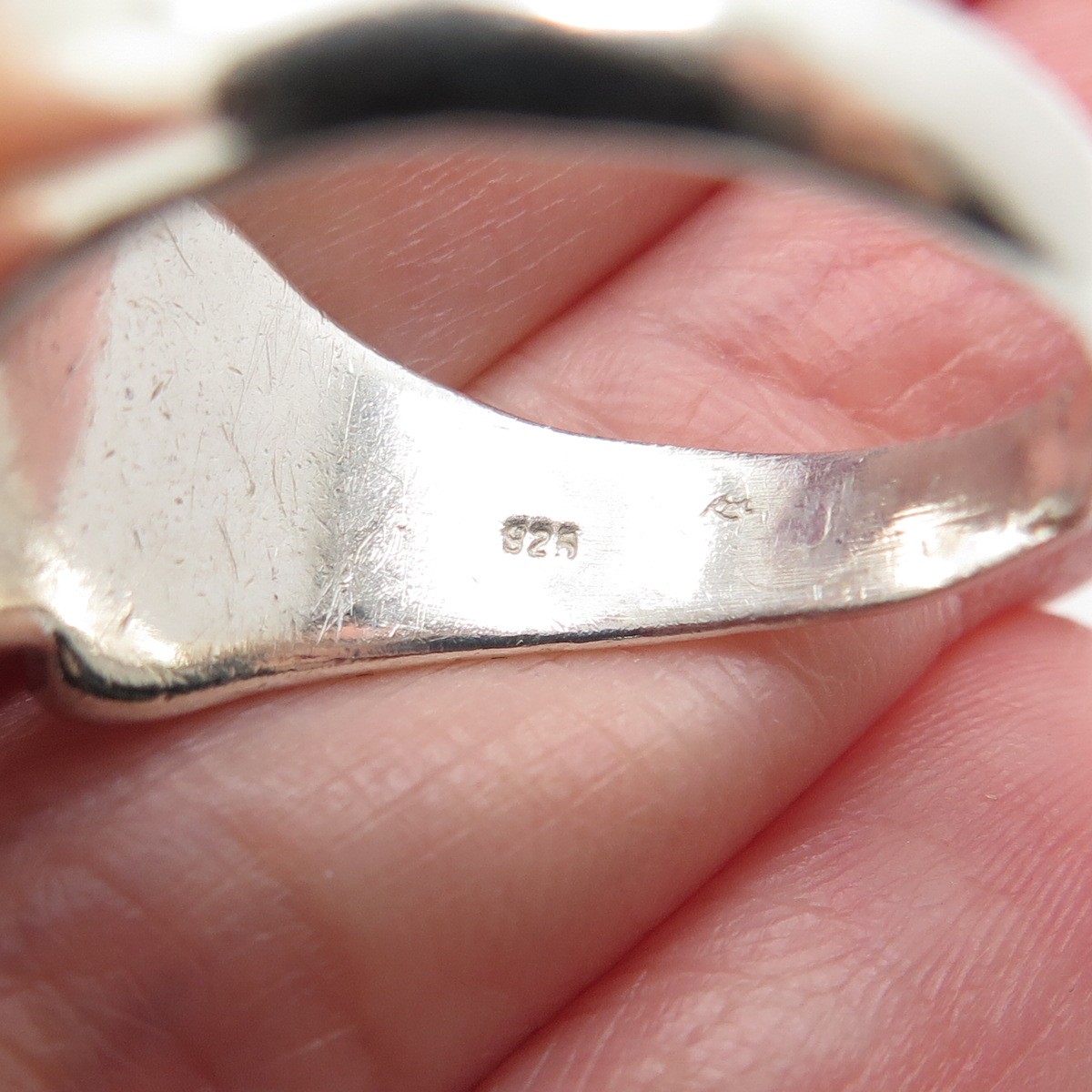 925 Sterling Silver Vintage Engraved ARB Monogram Signet Ring Size 11.5
