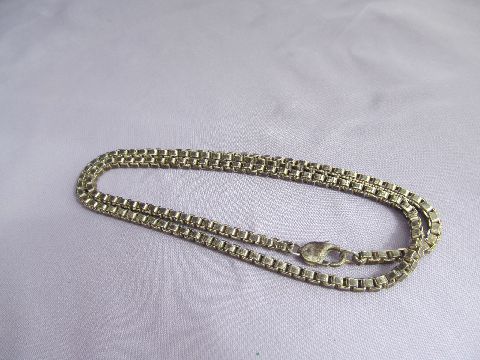 VINTAGE HUGE MENS HEAVY CHUNKY STERLING BOX CHAIN NECKLACE 4MM 23 1/2″ 50g