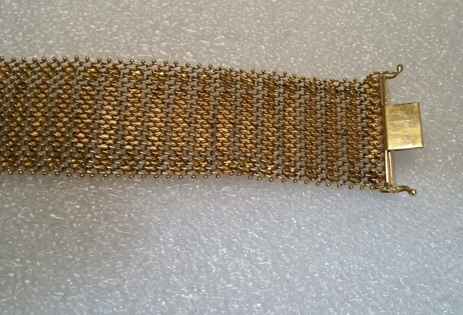 Italian Mesh Bracelet 18k Gold Charm Wide Vintage Yellow Woven Women’s Men’s Old