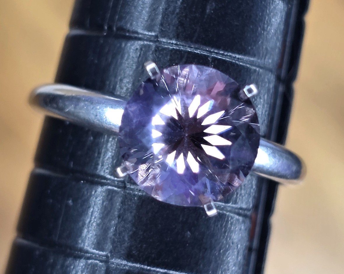 VTG ArtCarved Solitaire Ring made with Sterling and 10K with Synthetic Alexandri