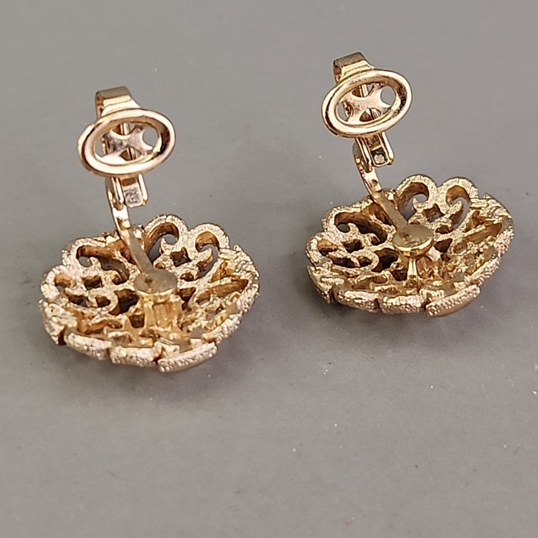 Vintage Avon Clip On Earrings Gold Tone Round Filigree .75″