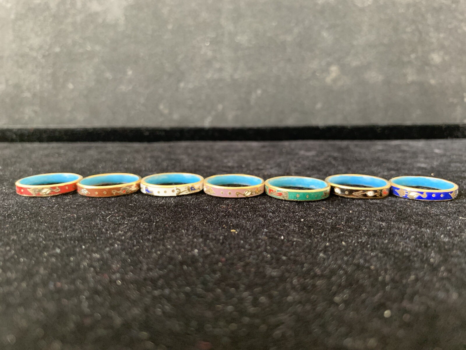 Vintage Cloisonné ring 7colors /set