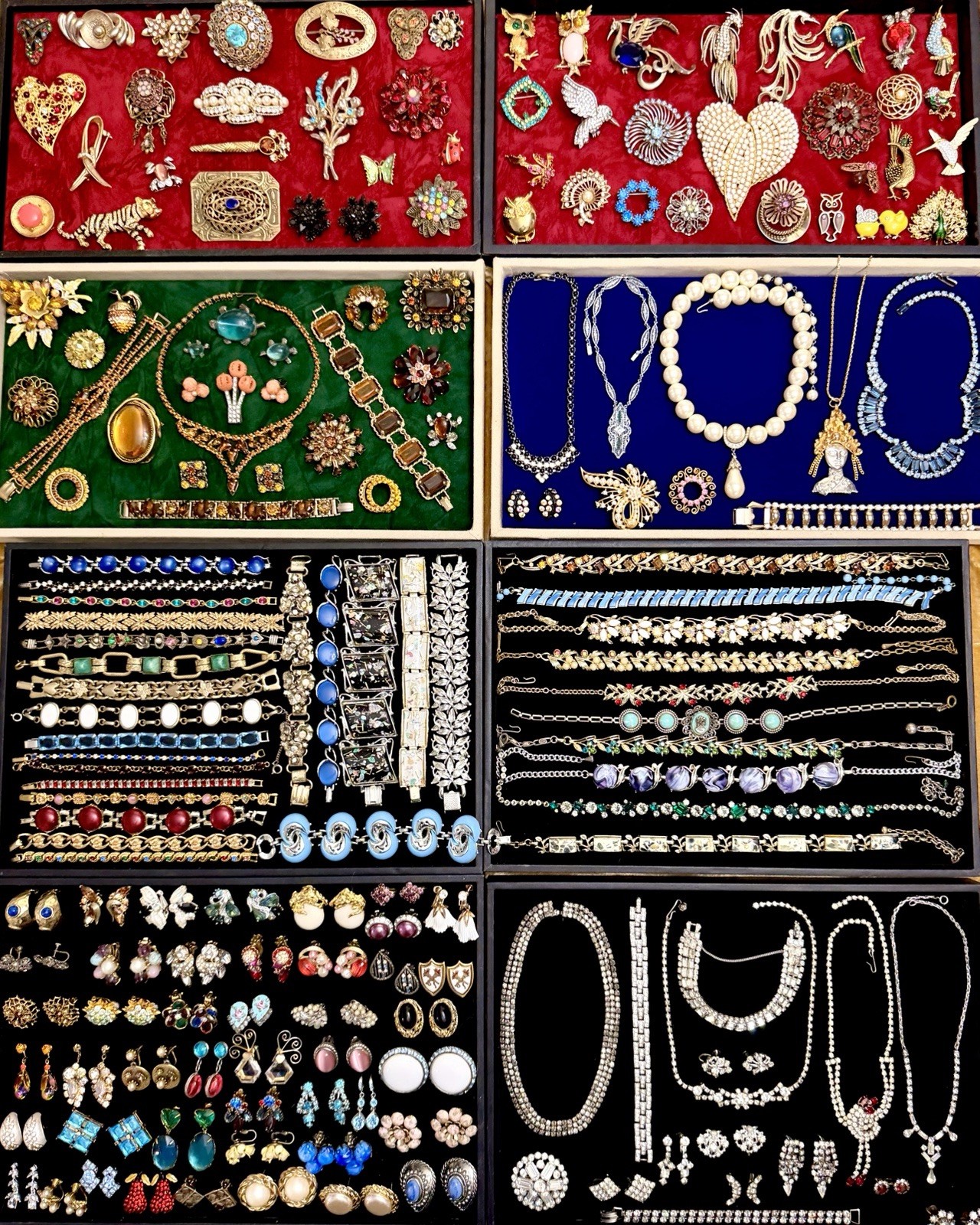 HUGE Vintage Mod Rhinestone Jewelry Lot High End Schreiner Weiss Eisenberg +