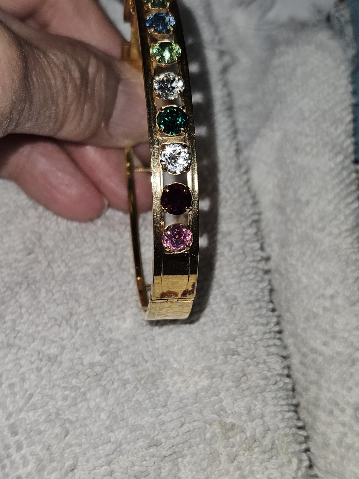 Vintage Van Dell Gold Toned Bangle Bracelet w Sparkling Stones