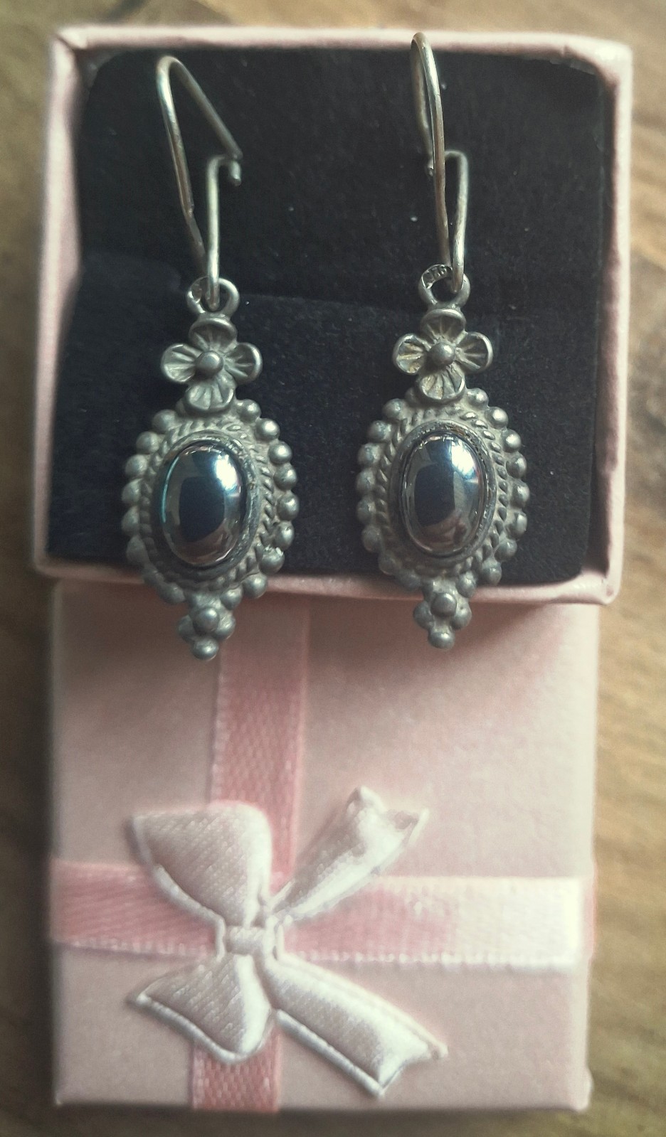 Earrings Vintage Women’s Jewelry IN STERLING SILVER 925 with hematite stone