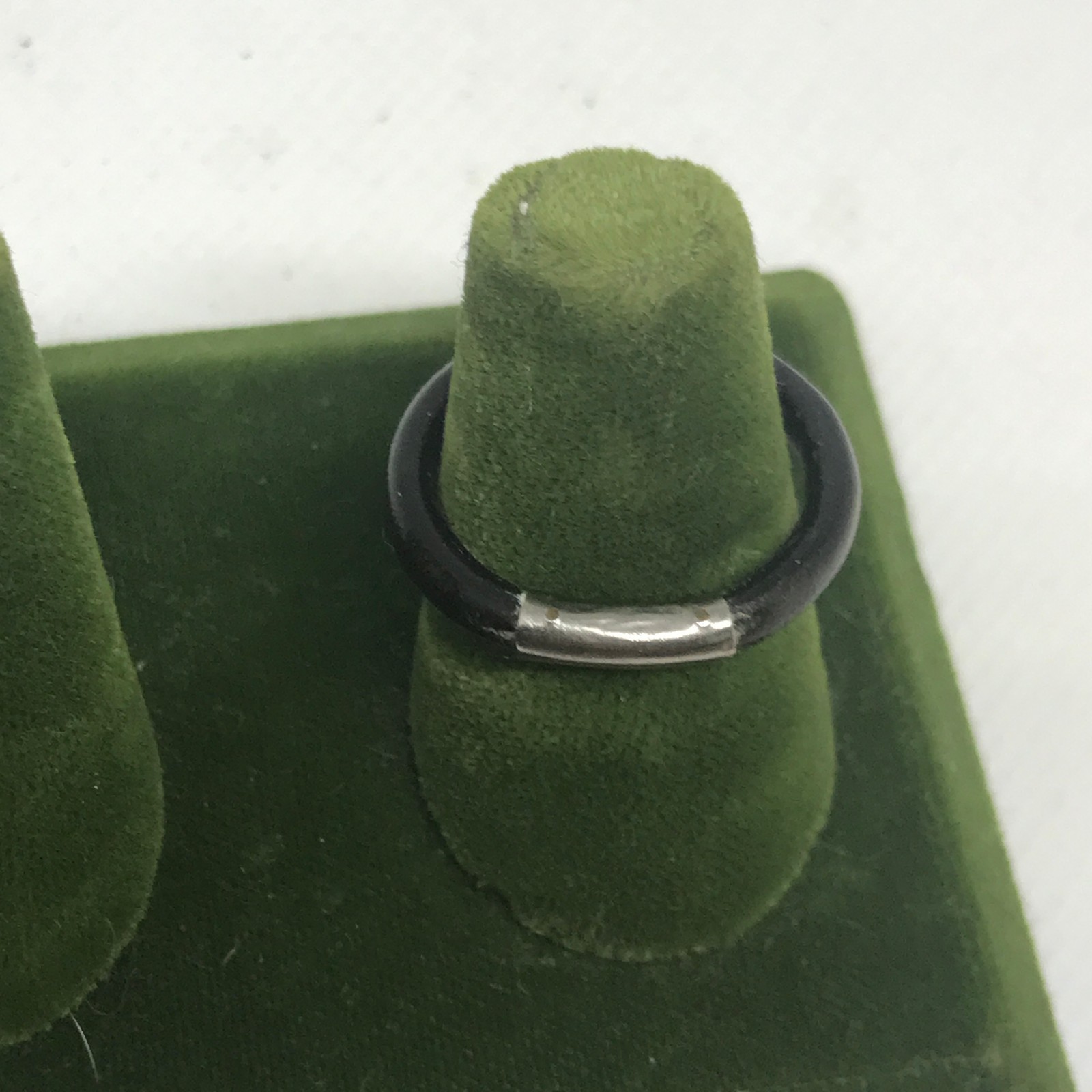 Vintage Black Coral Sterling Silver Ring Size 8 New Old Stock