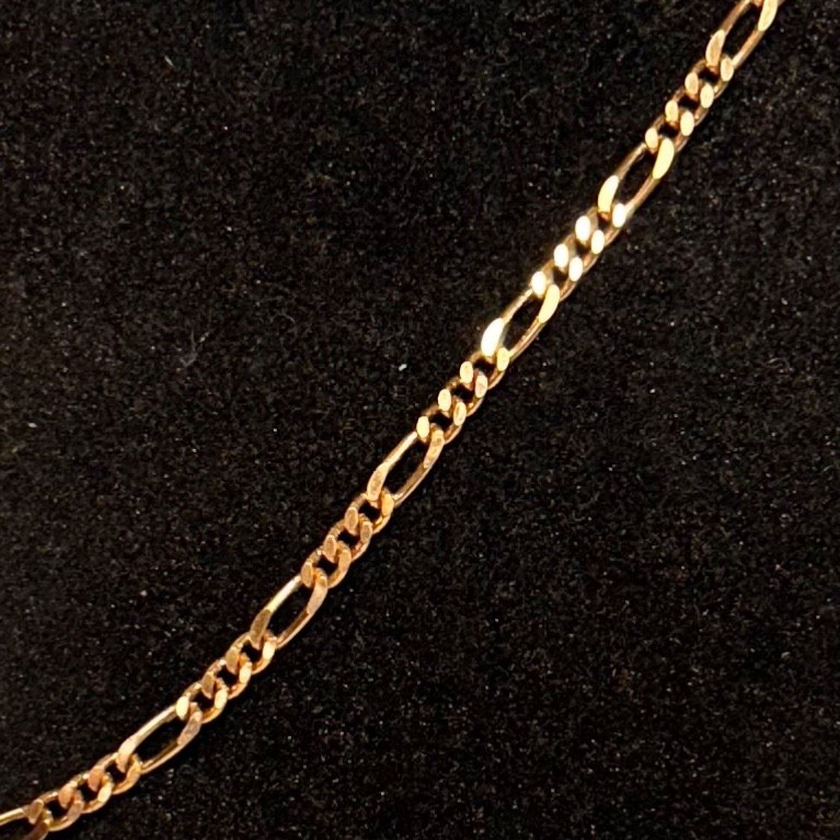NECKLACE BRACELET SET goldtone metal figaro chain fold over clasp vintage