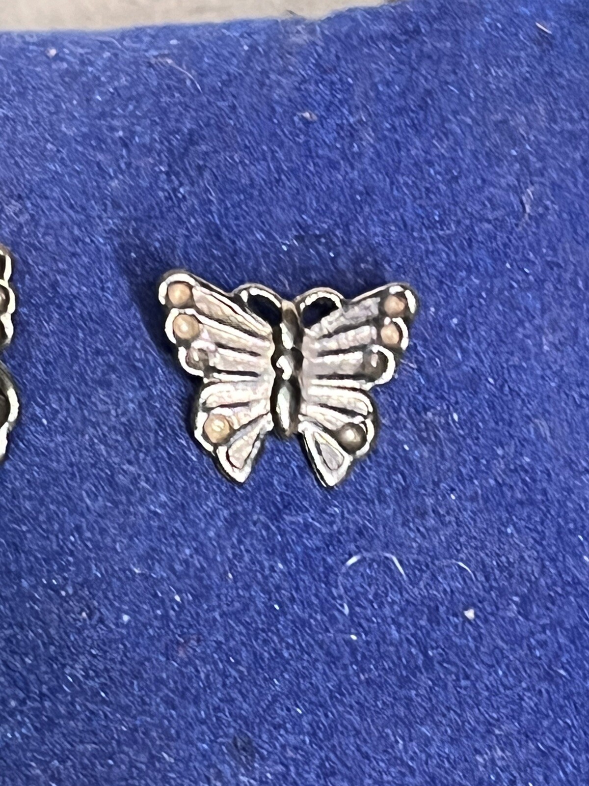 Cute ,Vintage Silver Tone Molded Butterfly Earrings -Adults, Teens, Kids-Fashion