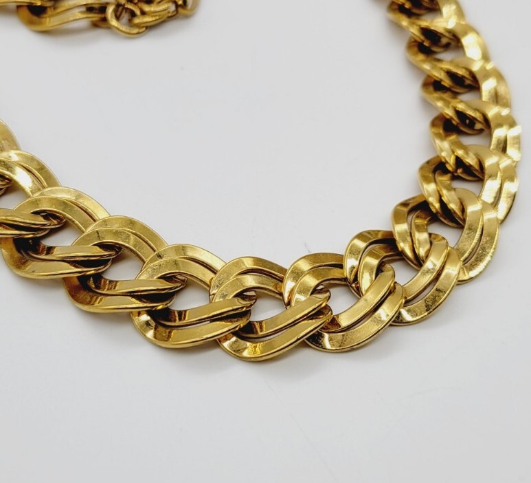 Napier Vintage High Powered Gold Tone DOUBLE Link Heavy Necklace 21 in Signed