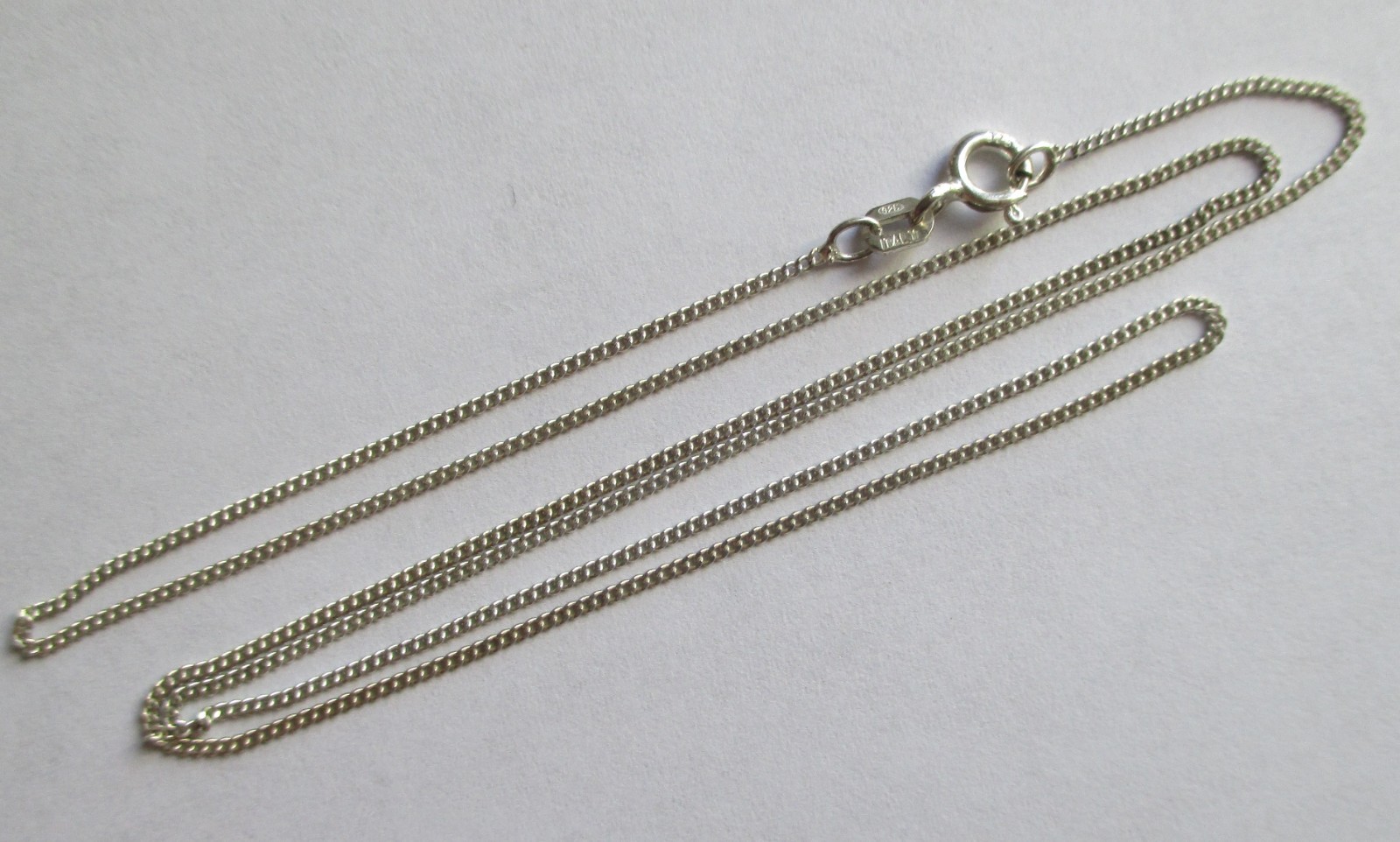 18in VINTAGE STERLING SILVER ITALY 925 FINE CURB LINK CHAIN 1mm 1.3g