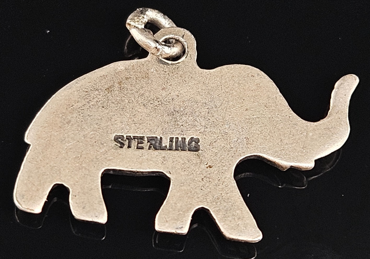 Sterling Silver TRUNKS UP LUCKY ELEPHANT Charm Pendant Luck Vintage