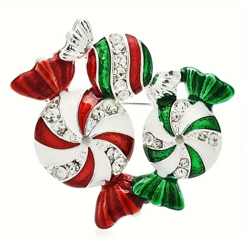 Festive Holiday Candy Brooch Pin – Zinc Alloy Christmas Themed Accessory