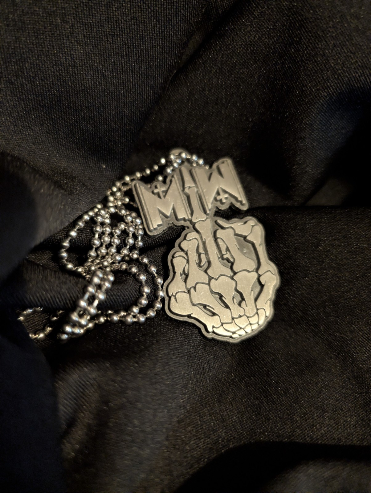 Motionless In White Middle Finger Logo Metal Necklace. No Longer In Production.
