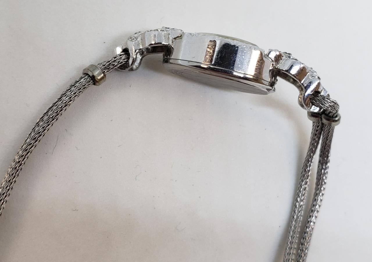 Elgin Cocktail Wristwatch 10k White Gold RGP Bezel Stainless Back JB 10k GF Band