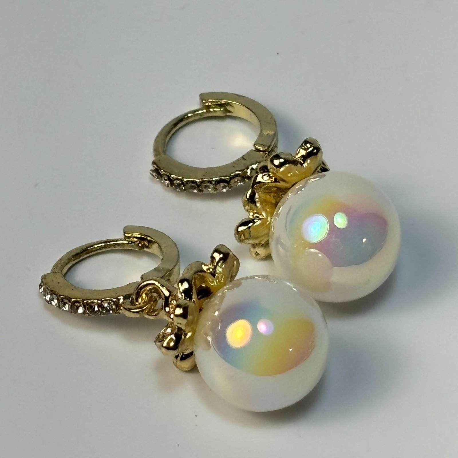 Earrings Pearl Rhinestone Drop Earring Fairy Core Gorgeous Chunky Gold Tone