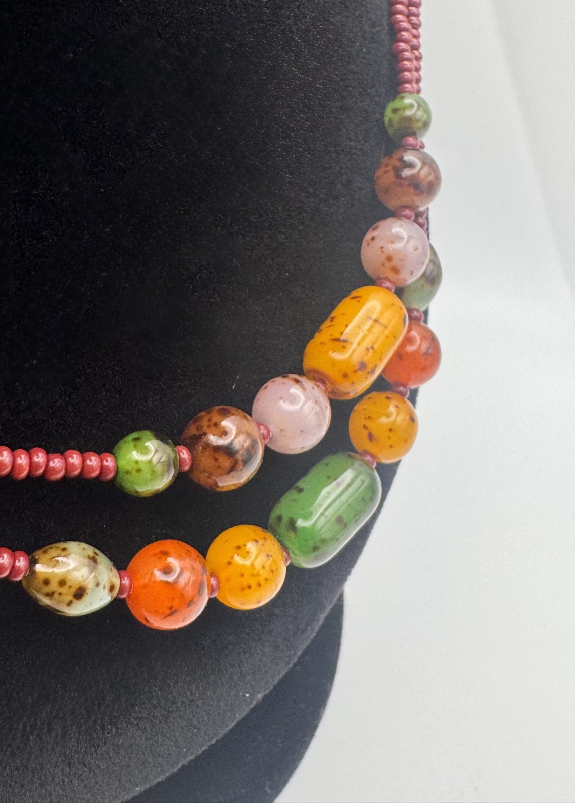 VTG Czech Glass Beaded Necklace with Pierced & Clip On Earring Set