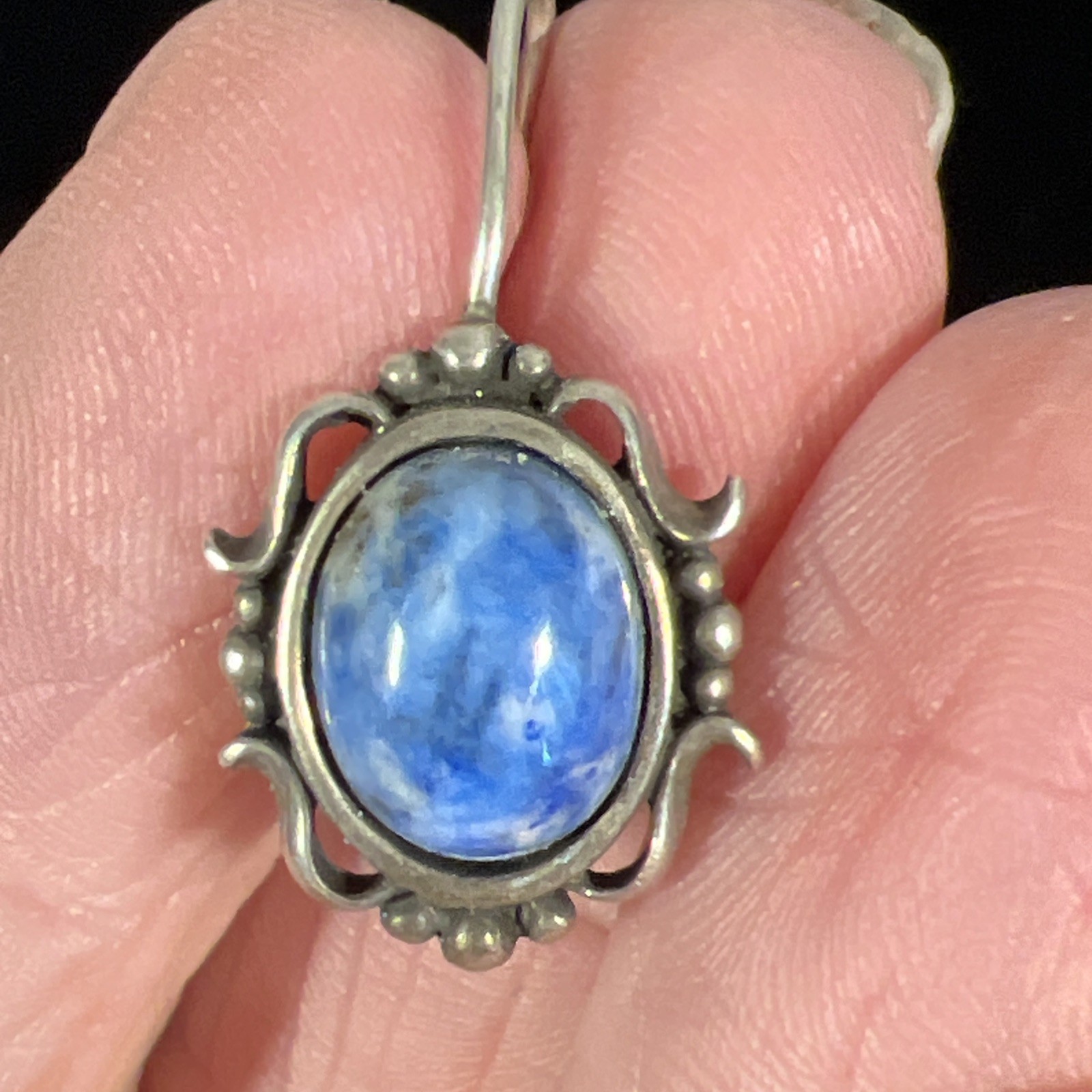 Southwest Sterling Silver 925 Blue Denim Sodalite Earrings 4.7 Gr.