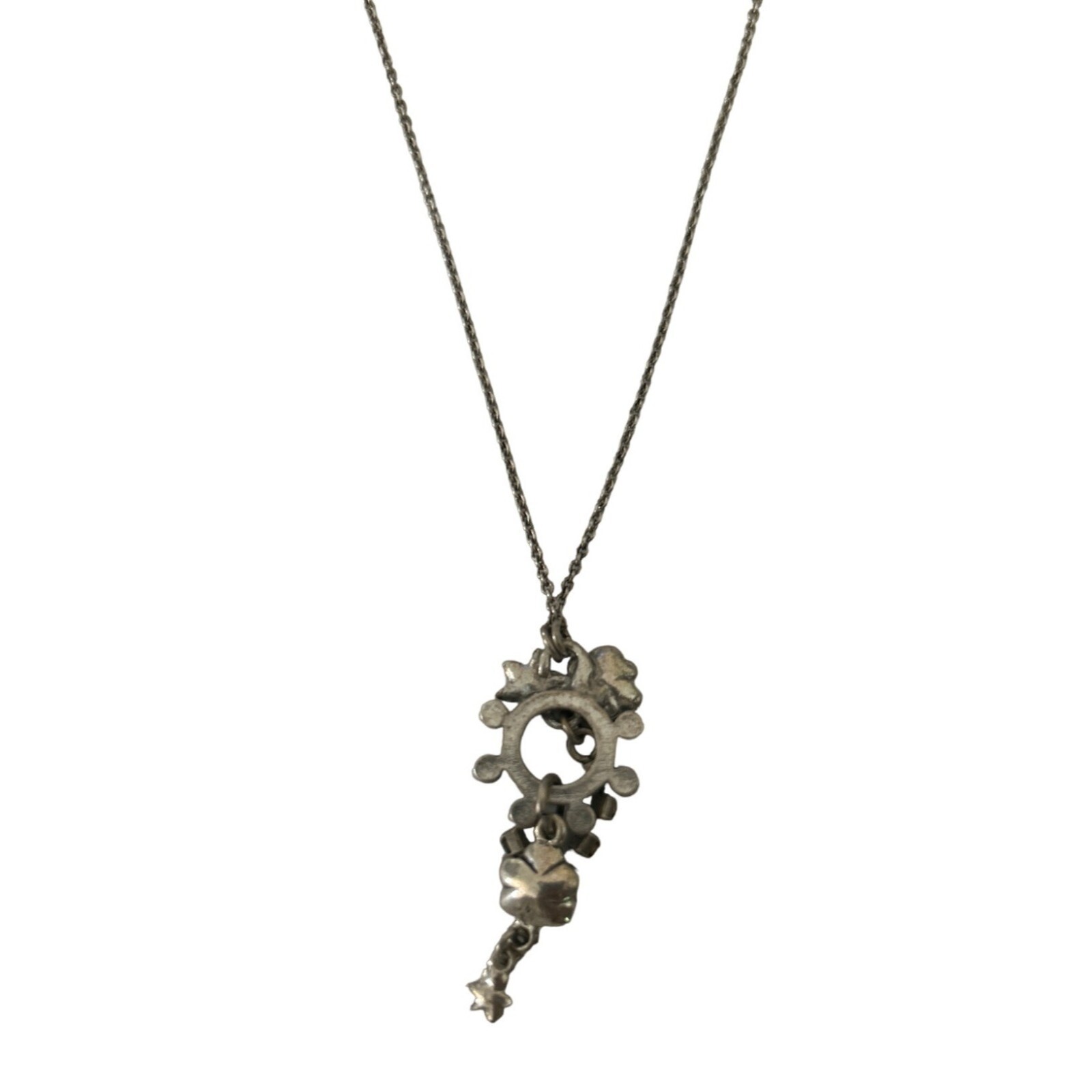 Pilgrim Danish Design Vintage Flower & Gem Necklace 16” Silver Tone Chain