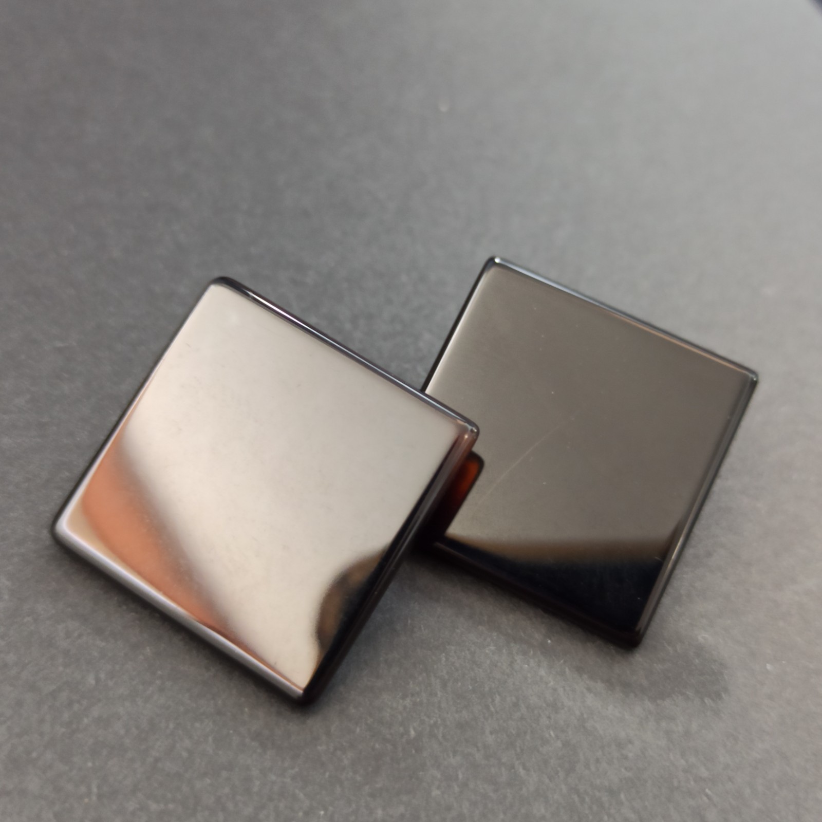 Vintage Black Onyx Earrings Modernist Square Clip On 90s Stone Minimalist Bold