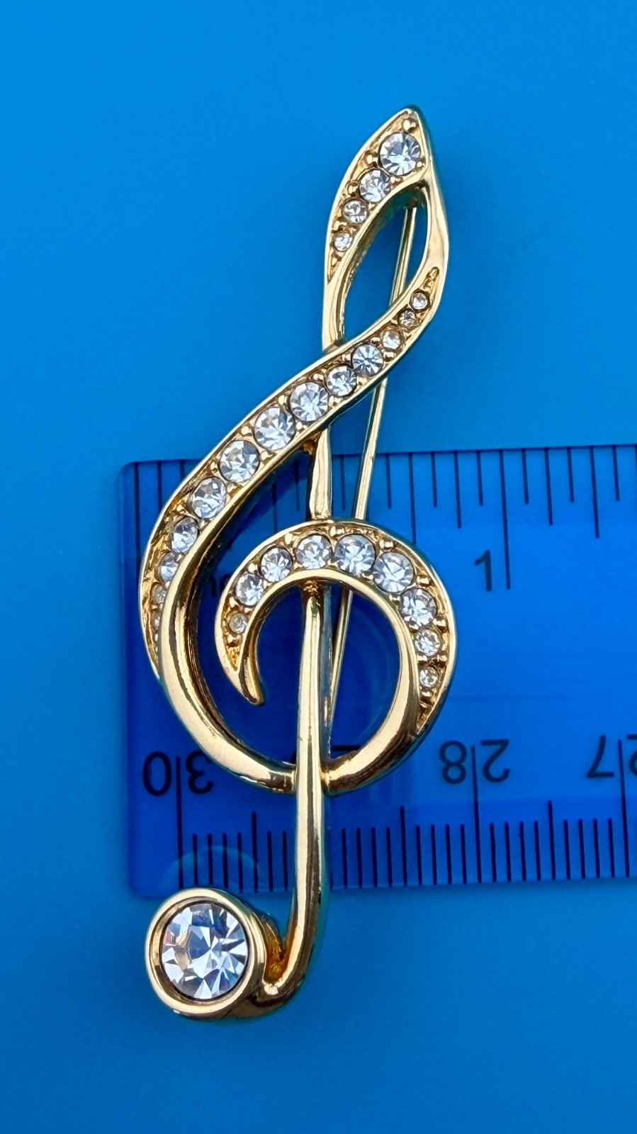 Swarovski Swan Signed Brooch/Pendant Treble Clef 925 Chain Earrings Music Set