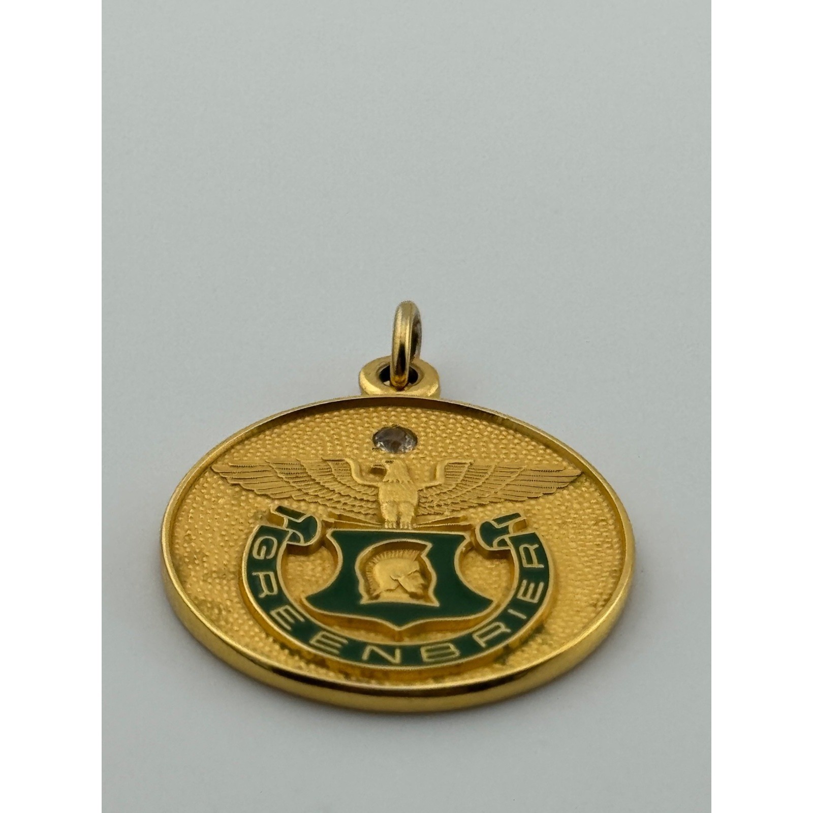 Vintage Greenbrier Military School Gold Filled GF Enamel Pendant Lewisburg WV