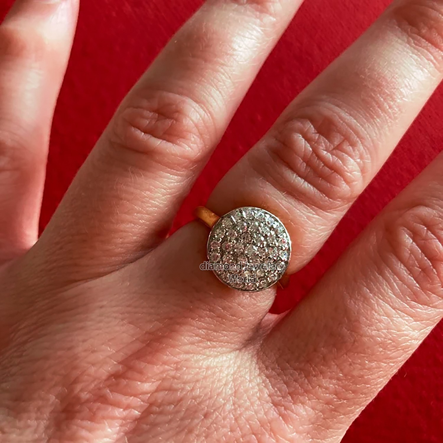 Vintage Style 0.70ctw Genuine Old Mine Rose Cut Diamond Silver Disc Ring Jewelry