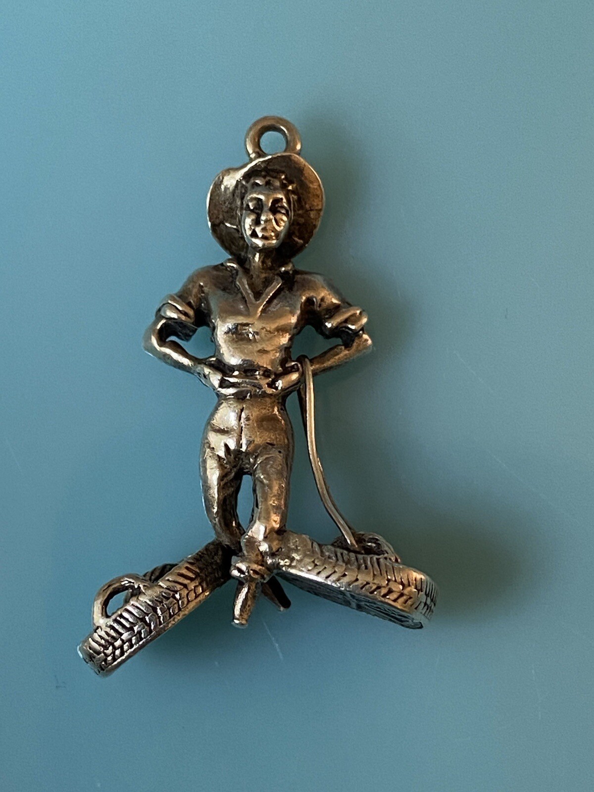 Vintage Sterling Silver Fish Monger Seller Fisherman Basket Bracelet Charm 7