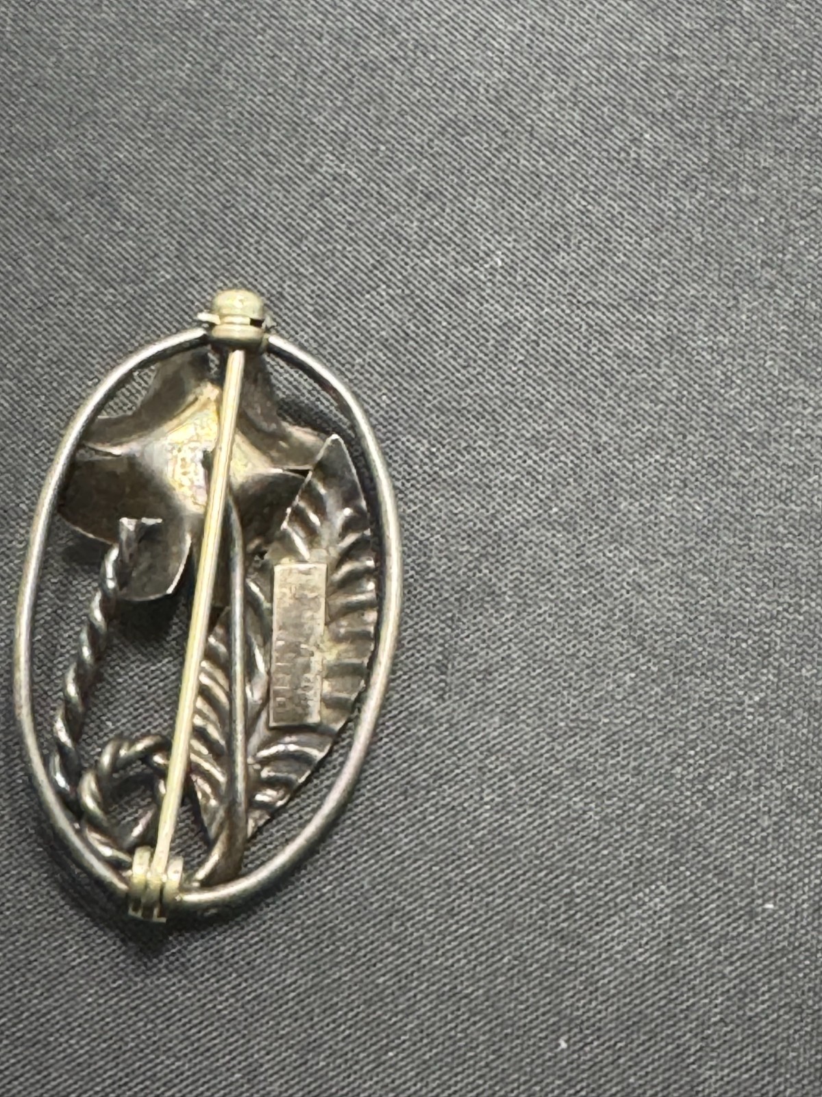 C-123 Vintage Handmade Sterling Silver Leaf and Flower Design Brooch Pin