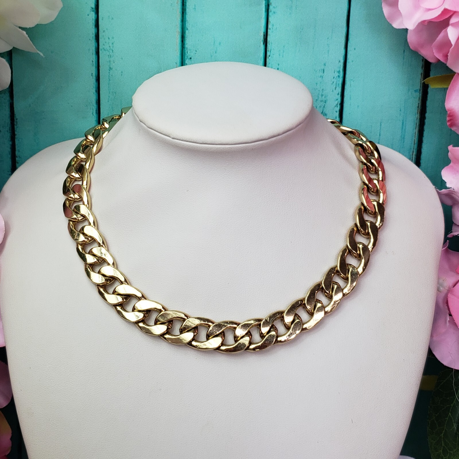 Trendy Large Enamel Cuban Link Chain Statement Necklace Chic Insta Collar