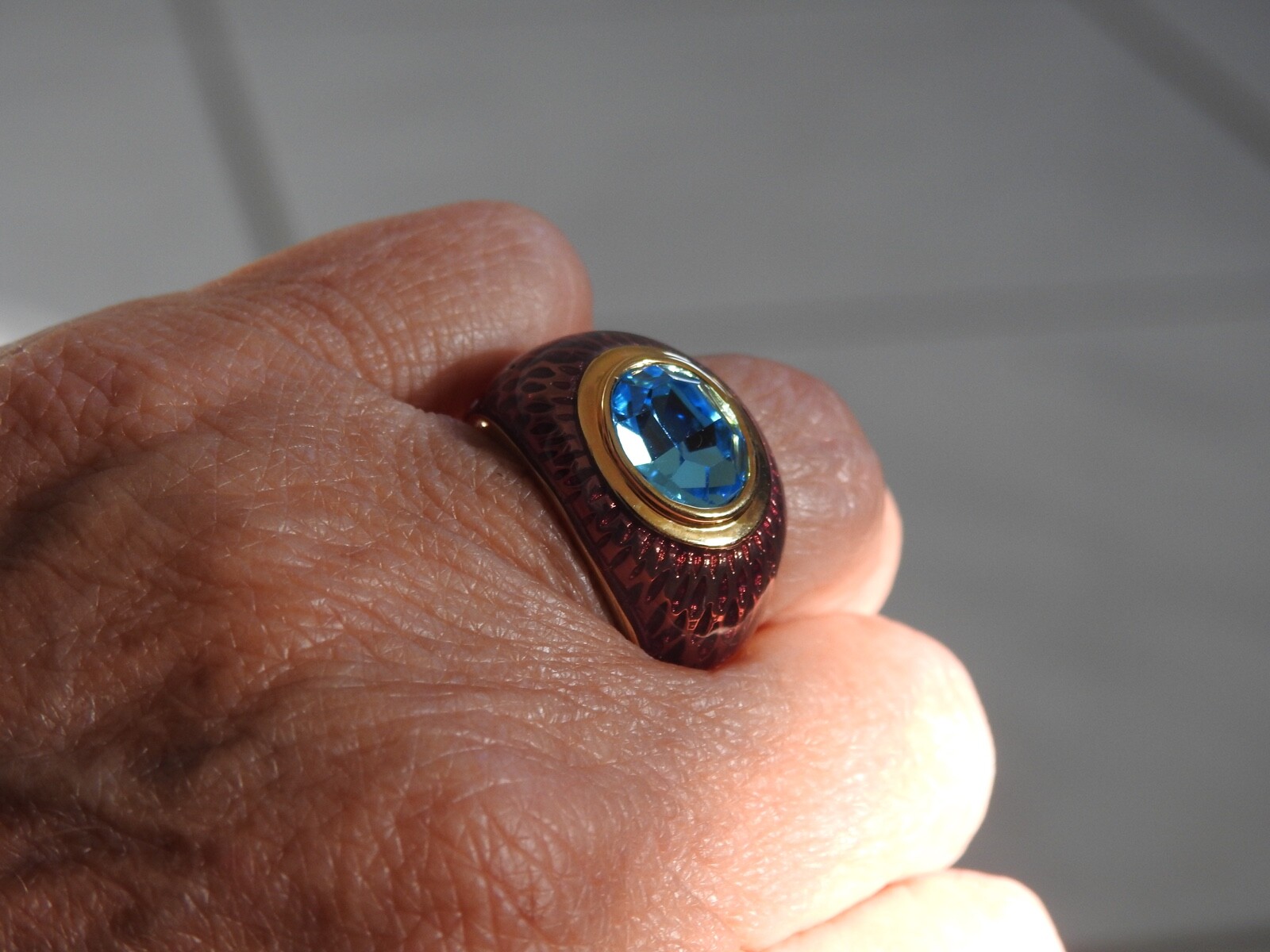 gorgeous Kenneth J Lane KJL faux Blue Topaz & Enamel RING 7.25