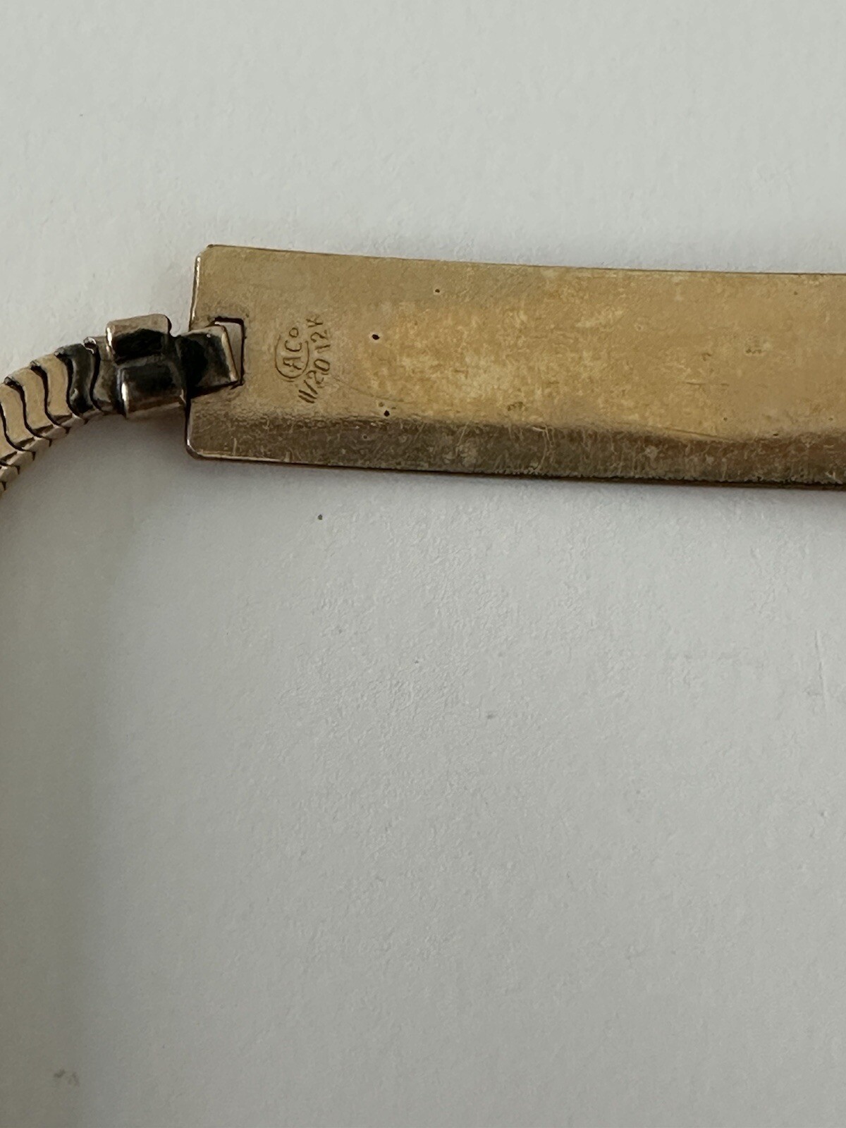 ACo ID Bracelet 1/20th 12k Gold Tassel Engraved JANET Filled 7″ Vintage