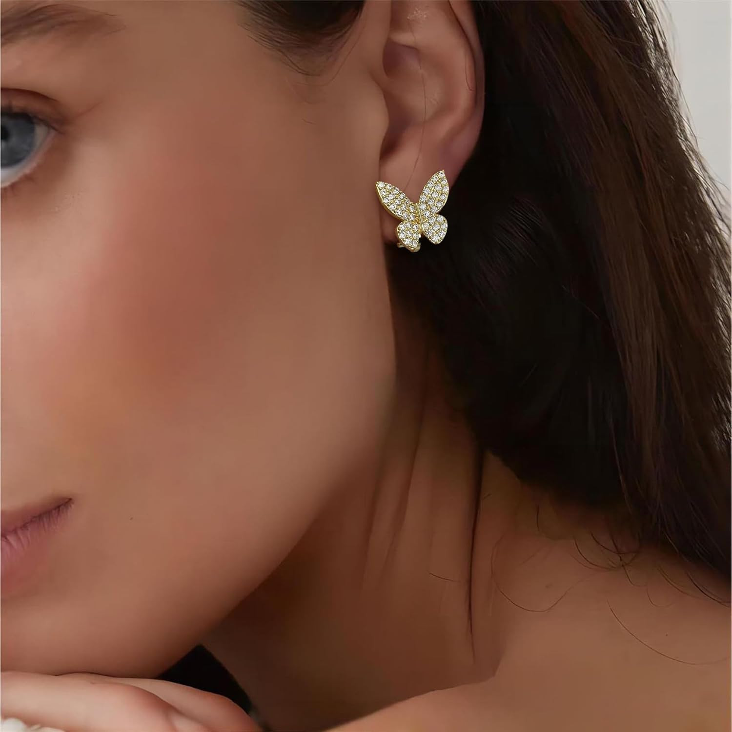 Clip on Earrings Not Pierced Vintage Style Statement Butterfly Earrings Stud Sil