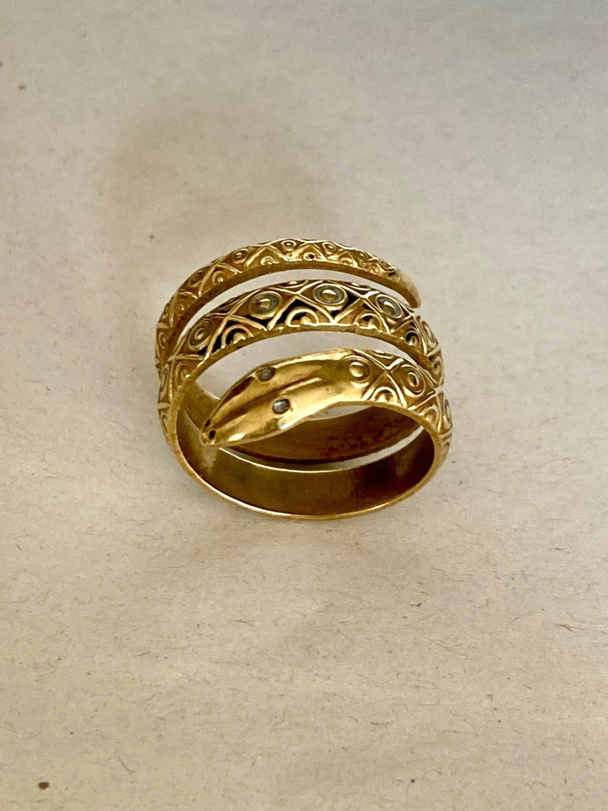 Vintage Gold over brass Coiled Snake Ring – Spain
