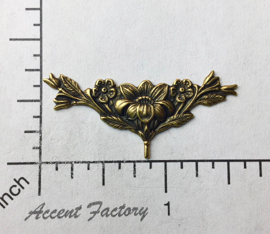 30803 2 Pc Brass Oxidized Victorian Floral Flourish Jewelry Finding