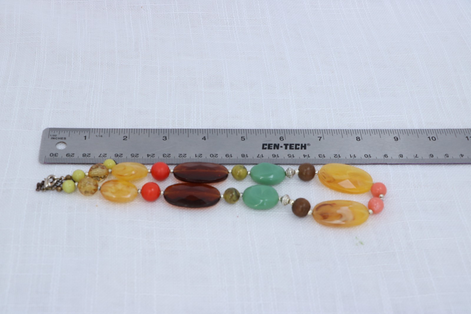 Multicolor Beaded Statement Necklace Chunky Acrylic Resin Boho Earth Tone Adjust