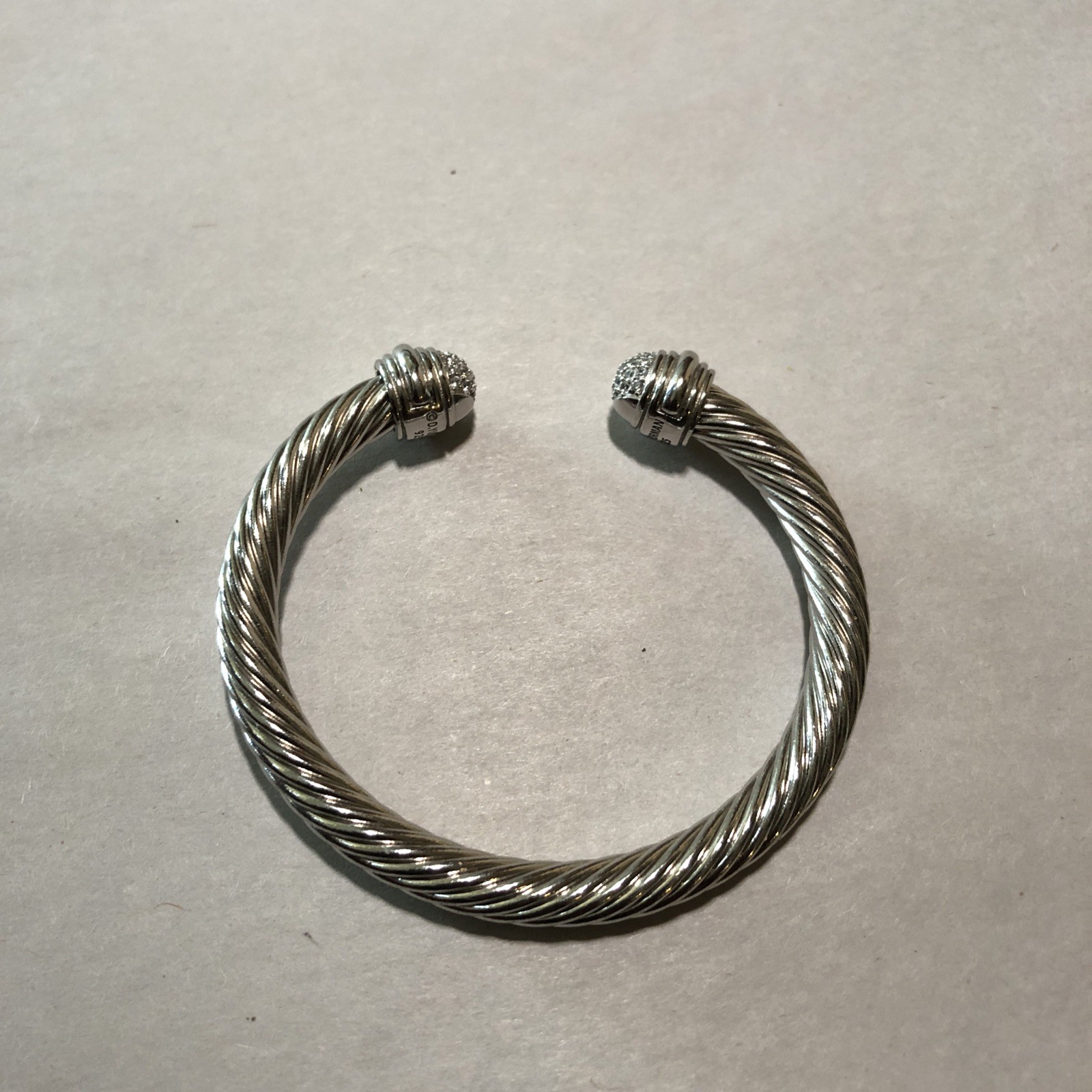 Vintage Cable Cuff Bracelet With Crystals