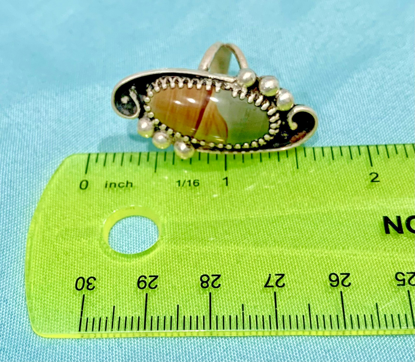 Picture Jasper Ring Sterling Silver Size 7.5 Vintage – American Made