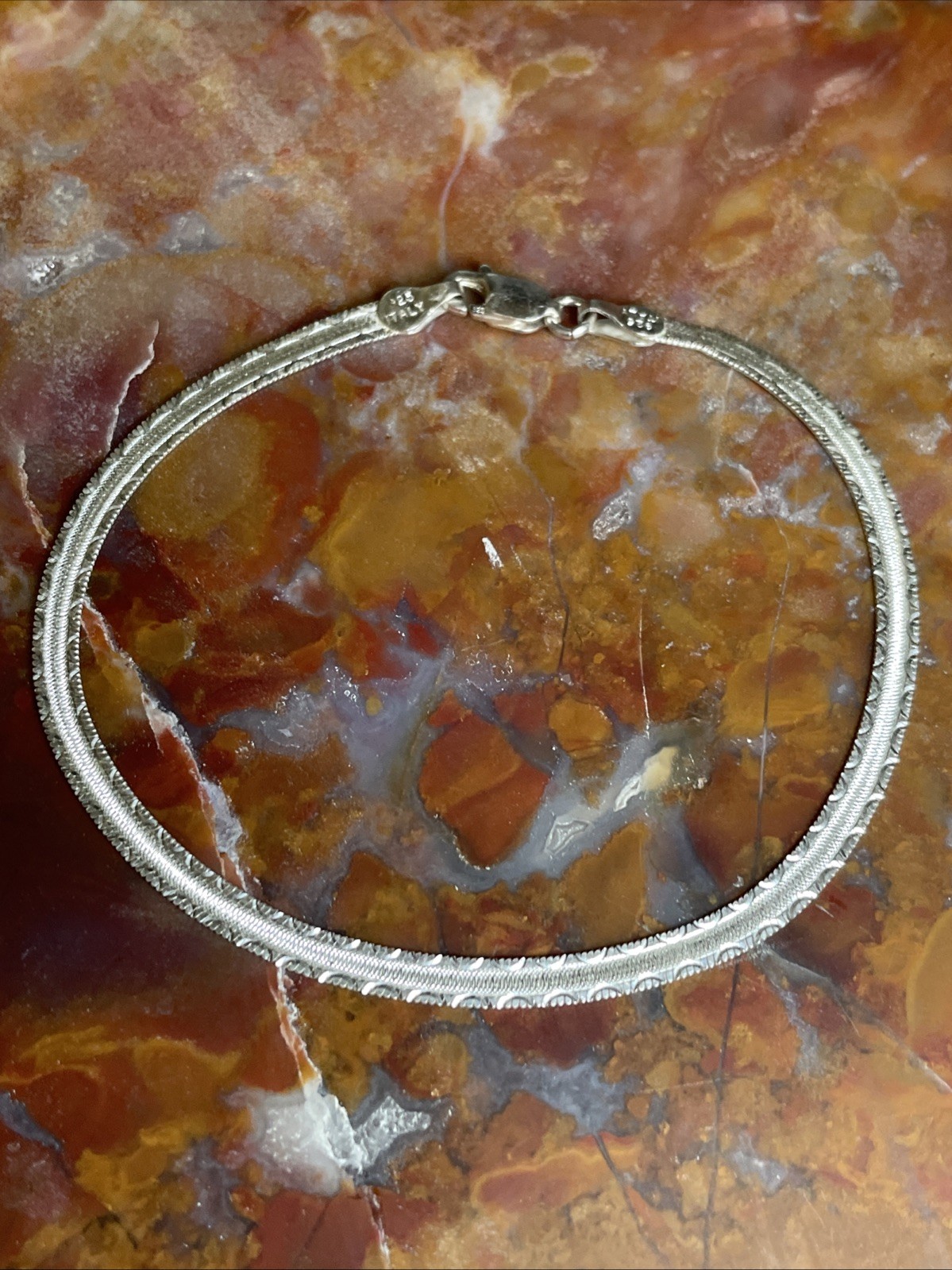 Vintage Italy Sterling Silver Textured Bracelet 7.25”
