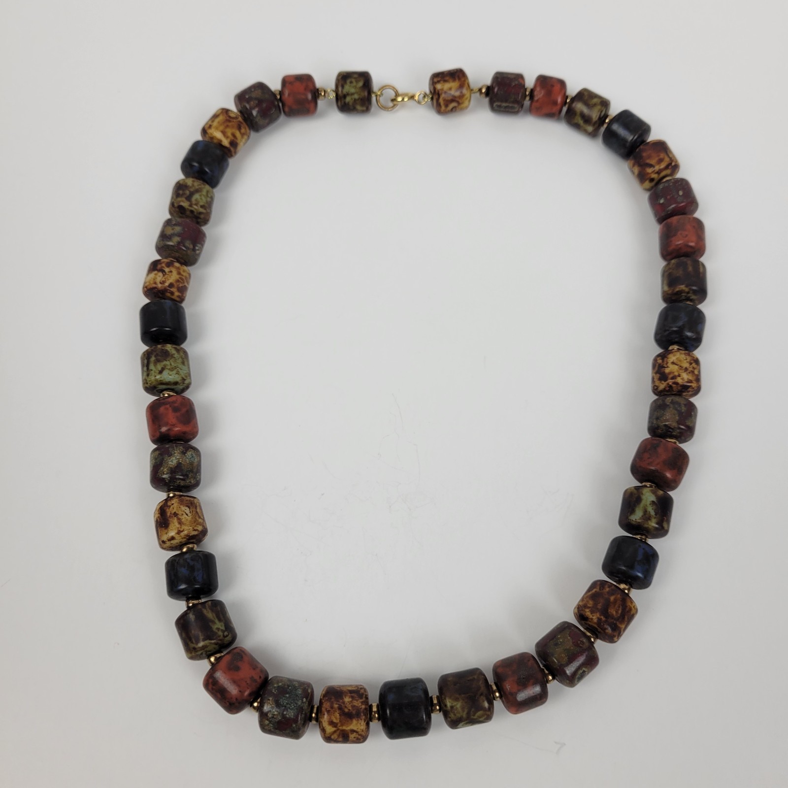 Vtg 60s~Scottish Style Almandine Garnet Beaded Necklace~Earthtones~18″